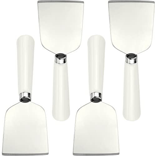 4-Stücke Käseschaufel Verdickte Klinge 430 Edelstahl 6 Zoll Käseschneider Käseschneider mit weißem Keramikgriff guten Griff 4-teilige