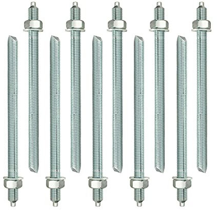 Isolbau Ankerstangen M20 x 300 mm - 10 Stück ETA Zulassung Gewindestange Verbundanker verzinkt mit Mutter & Unterlegscheibe Schwerlast-Anker Schwerlast-dübel