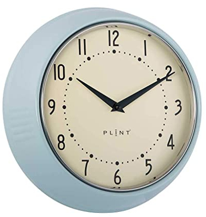 Plint Horloge Murale rétro Silent Non-Ticking Décoratif Ice Color Wall Clock, Rétro Style Décoration Murale pour la Cuisine Living Room Home, Bureau, École, Easy to Read Large Numbers
