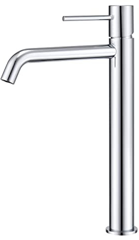 MICE - Grifo monomando de lavabo caño alto fabricado en latón - Griferia baño Cromado - Grifo alto para lavabo BDM039-3