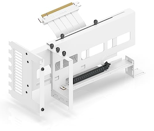 EZDIY-FAB Vertikale PCIe 4.0 GPU Halterung Grafikkartenhalterung,Videokarten VGA Support Kit mit PCIe 4.0 X16 Gen4 Weiß Riser Kabel 90 Grad Rechter Winkel-Weiß