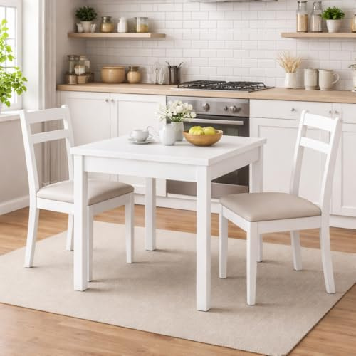 Linea Azzurra Tavolo da Pranzo Modello Firenze in Legno 90x90cm Made in Italy Bianco Frasinato Allungabile Moderno per Cucina, Soggiorno, Salotto Moderno