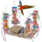 GingerUPer Wellensittich Spielzeug, Vogelspielzeug Für Vögel, Natürliches Maiskolben,Papagei Kauspielzeug Buntes Sicheres Holz Block Schaukel zum Kauen für Alle Papageien & Vogel (Rot)