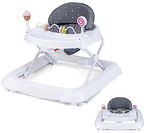 LIFEZEAL 2 in 1 Lauflernhilfe Klappbar, Babywalker mit Spielbrett, Lauflernwagen mit abnehmbaren Sitzkissen, Gehfrei mit 3 fach höhenverstellbar, Gehwagen für Babys ab 6 Monaten