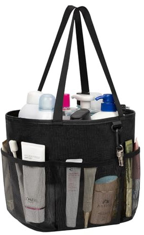 onemoky Reise-Kulturbeutel, große Kapazität, Unisex, Schwarz, Netz-Duschtasche, schnell trocknend, Dusch-Caddy Tragbarer Kulturbeutel, Organizer für Badezimmer, Fitnessstudio, Strand