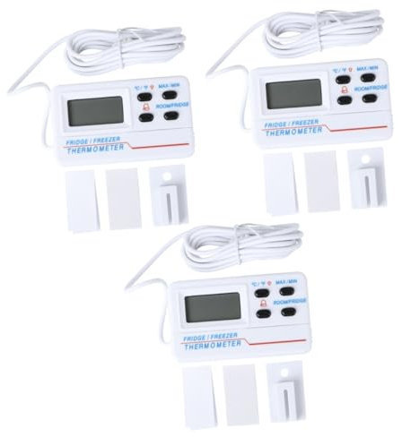 BESTonZON 3stücke Digitales Thermometer Mit Alarmfunktion Für Innen Und Außenbereich Präzise Temperaturmessung Für Kühlschrank Und Gefrierschrank Weiß