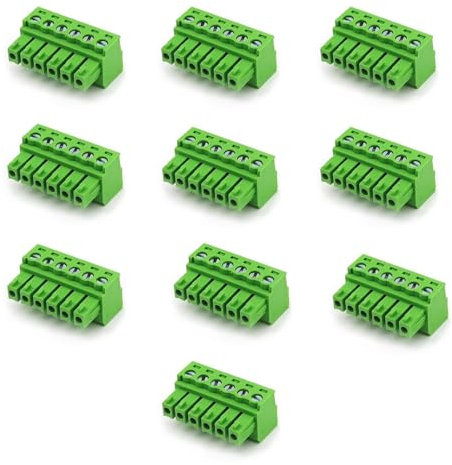 kuosbiu 10 connettori a 6 pin con passo da 3,81 mm per morsettiera a vite da 28-16 AWG, connettore maschio rapido innestabile, 6 poli