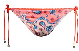 Superdry Damen Raffiniertes Bikinihöschen mit seitlichen Bindeverschlüssen Pink Bandana 40