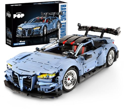 MOCBROPCS Technik M4 Sportwagen 1:10 Bausteinspielzeug, Rennwagen Auto-Modellbausatz für Erwachsene, Geschenk/Sammlerset für 12-16 Jahre Alte Jungen und Erwachsene(2280 Teile)