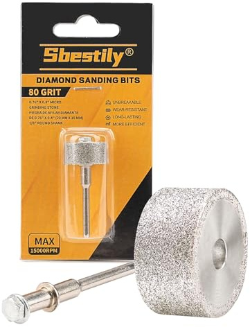 Sbestily Sanding Bits for Dremel Rotary Tool, 80 Grit Diamond Drill Bits | Sanding Drums - 1/8 Shank Rotary Tool Accessories, Metal Blades/Tile & Glass Edges/Stone Grinding Rust Removal Sharpening