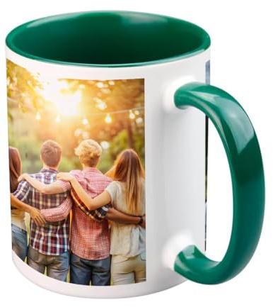 Copykrea - Tasse personnalisable avec votre photo | Catégorie AAA | Va au micro-ondes et au lave-vaisselle | 350ml | Intérieur vert