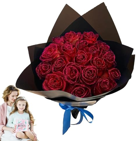 Rosenstrauß mit Glitzer - Arrangement mit glitzernden Rosen, romantisch, Schaumstrauß | Partydekorationen für zu Hause, Brautstrauß für die Hochzeit eines Freundes, Verl