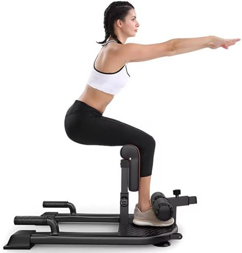 Tdfersasdw Sissy Squat Bench Trainer Sit Up Maschine Bauchmuskeltraining Home Gym Einstellbar - Fitnessgerät - für Beintraining, Liegestütze,Schwarz