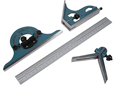 Set di Righelli Goniometro Quadrato con Angolo di 180 Gradi Smussato Universale in Acciaio Inossidabile