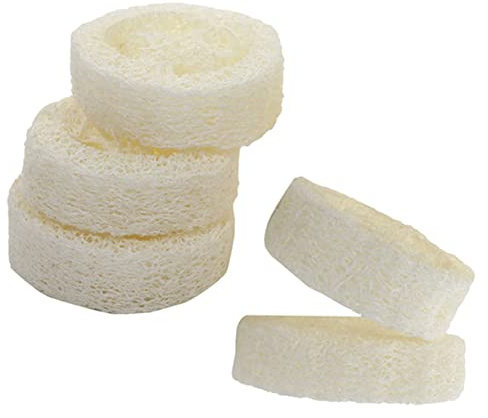 Esponja de Lufa para Baño 5 Piezas Beige, Forma Natural | Previene Jabón Caiga, No Daña la Superficie, para Baño y Decoración Creativa