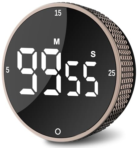 Ultralent Digitaler Küchentimer Magnetisch,Eieruhr, Stoppuhr Timer mit Uhr,Magnet Küchenuhr Countdown Count up, Küchenwecker,LED-Anzeige für Kochen,Fitness,Studieren,Enthält 3 AAA-Batterie,Brown