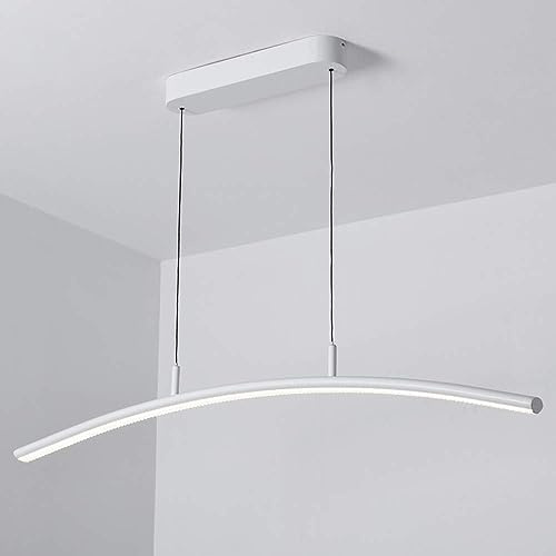 HMASNSEIY Lámpara Colgante LED arqueada, lámpara Colgante LED Lineal Moderna, lámpara Colgante Lineal Regulable de Metal Ferroso, lámpara Colgante Compatible con Cocina, Dormitorio, Comedor (2)