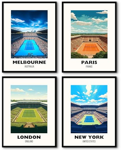 Lwoztra Grand Slam Wandkunst, Tennis, Leinwand-Poster, Sport-Wanddekoration, Tennis, Fitnessstudio, Drucke, Sportler, Bilder, Modeposter Grand Slam Club, Kunstwerk, Center, Gemälde für Wohnzimmer,