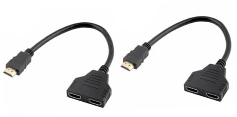 Angoily 2pcs Video Splitter Dual Monitor Adapter Male to Female for Lcd Tv Support Resolution Replacement Cable