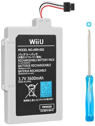 FLSTOR Batería para Nintendo Wii U Gamepad, 3600 mAh, recargable, batería de repuesto para WUP-010/WUP-012, incluye herramientas