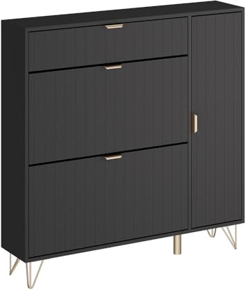 Vicco Schuhschrank Helge, Schwarz, 108 x 107.5 cm | zur Aufbewahrung und Organisation von Schuhen im Flur