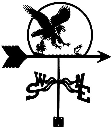 Wetterfahne in Adler-Angelform, Edelstahl, Gartenstecker, Wetterfahne, Messwerkzeuge, Windrichtungsanzeiger für Terrasse, Hof, Dekoration, Wetterhahn