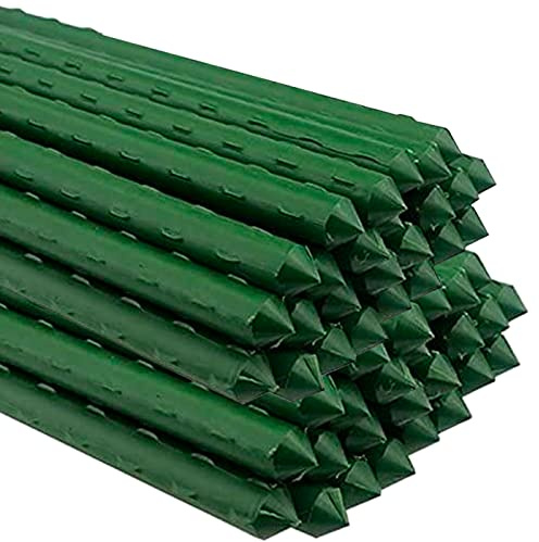 AC - Pack de 24 tutores de Acero plastificado para Plantas, Varillas, Soportes, estacas, guías para Tomates, judías, árboles, Cuidado del jardín (Verde - Ø 1,1 x 90 cm)