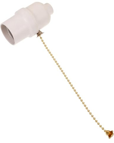 KONTONTY Portalámparas Cadena De Baquelita Ignífuga Interruptor Integrado, Base De Bombilla E27 Para Lámparas De Mesa y Pared, Uso Doméstico y Oficina, Kit Repuesto, Unidad Única