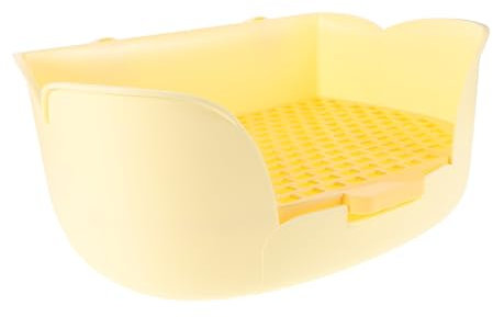 BUGUUYO Haustierkaninchen -Toilette Tiertoiletten Kleine Tiertoilette Heuraufe für Kaninchen Frettchenstreu Hasenhalter Hasen-Katzentoilette Einstreu für Kleintiere Plastik Gelb
