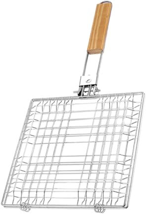 Yardenfun Panier à Poisson pour Barbecue Pliant 304 Inoxydable Usage Maison Et Extérieur Grille en Maille Antibrûlure Outil Cuisson Pratique pour Grillades Camping