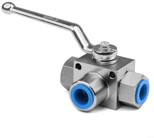 3-Wege Hydraulik Kugelhahn G1/4 Zoll Hochdruck Absperrventil für Wasser Öl Gas mit L-Bohrung 500 Bar Industriequalität(G1/4)