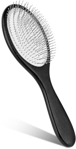 Wangyaohan Cepillo de pelo de pala, cepillo desenredante portátil de madera con cojín de aire y cerdas de acero inoxidable, cepillo antiestático para mujeres y hombres, crecimiento del cabello y