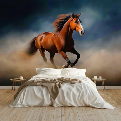 Genérico Papel Pintado Caballo marrón Fotomurales tejido no tejido 400 x 280 cm Fotomurales Decorativos Pared Papel de Pared Efecto 3D Decorativo Salon Papel Tapiz Cocina