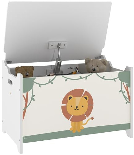 AIYAPLAY Coffre à jouets avec couvercle, coffre de rangement enfant avec charnières de sécurité, pour salon, salle de jeux, chambre d'enfant, vert