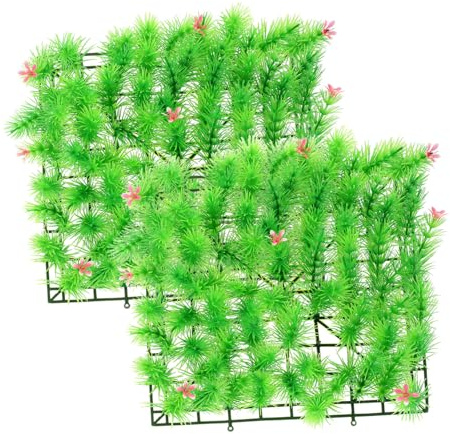 Milisten 2pcs Artificial Water Plants Fish Tank Grass Mat Lifelike Plastic Lawn for Underwater Aquarium Landscape Decoration Supplies