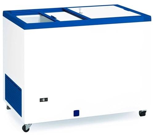 MBH - Congélateur Coffre Industriel 304 L avec Porte Opaque. Thermostat Réglable, Serrure et Roues pour Cuisine, Bar et Restaurant Pro (1060x670x895 mm).