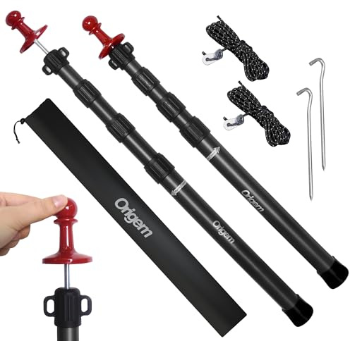 Origem Poste toldo Camping Vela telescópicos Resistentes,Altura de 90 a 280 cm, Postes de Aluminio para toldos y parasoles tarp, Alta Estabilidad,Postes Ligeros para Lonas, Juego de 2