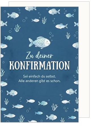Edition Seidel Premium Glückwunschkarte zur Konfirmation mit Umschlag. Konfirmationskarte Karte Grußkarte Spruch Sprüche Mädchen Junge Jugendliche Fische Meer maritim Wünsche (KF353 SW026)