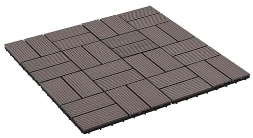 WPC - Baldosa para terraza (22 unidades, 30 x 30 cm), color marrón oscuro | Compuesto de madera plástica, montaje en sellado sin herramientas, mantenimiento de paño húmedo, suelo moderno