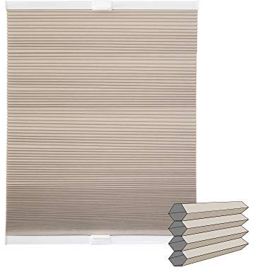 Victoria M. Wabenplissee Standard Verdunkelungsplissee Plissee Sonnenschutz, Feuchtraum Geeignet, 40 x 130cm, Beige, Rückseite Weiß