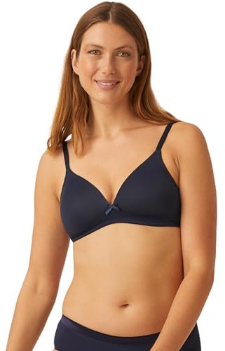 Naturana® Soft-BH ohne Bügel mit Schale [Cup A-D] Optimaler Sitz & maximaler Halt Dank Schnittführung & Breiten Trägern I T-Shirt BH I BH Damen ohne Bügel I BH bügellos 80 Dark Blue B