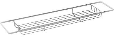 Croydex Bath Rack, Durable Chrome Plated Mild Steel Bath Organiser Tray, Fits Most Standard 70cm Wide Tubs, PVC Coated Ends to Protect Bath Surface, 5 Year Rust Free Guarantee, 650mm x 135mm