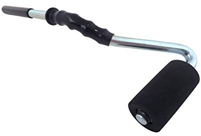 Laminate Veneer J Roller 14” Long Bent Steel Handle, 1.5” Diameter x 3” Long Hard Rubber Roller LRBH