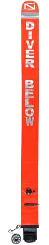 Mares Marker Buoy All-in-One - Paracaídas de Buceo 180 cm, Banda Solas Reflectante, Carrete Integrado de 20 m, Naranja Brillante