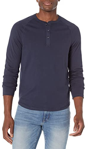 Amazon Essentials Camisa Henley de Manga Larga Hombre, Azul Marino, M