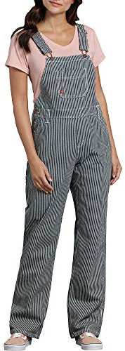 Dickies, Damen, Latzhose im legeren Stil mit geradem Bein, RINSED HICKORY STRIPE, L