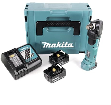 Makita DTM 51 RMJ - Utensile multifunzione con batteria agli ioni di litio da 18 V, in valigetta Makpac + 2 batterie agli ioni di litio BL 1840 da 4,0 Ah + batteria DC 18 RC