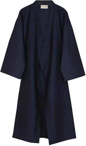 Fancy Pumpkin japansk kimono badrock, lång Yukata-pyjamas, Marinblå, M
