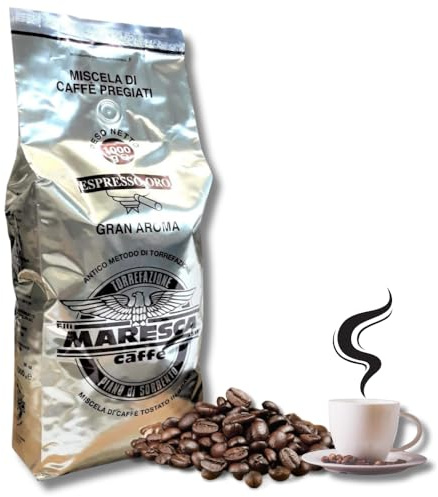 Caffè Maresca - Miscela Gran Aroma - Chicchi di Caffè in grani da 1 kg -Tostati Artigianalmente in Italia - Confezione da 1 kg Con Valvola Salva Aroma