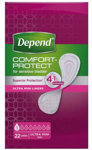 Depend Protège-slips - Incontinence et fuites urinaires - Femmes - Bandage Ultra mini - 132 pièces - Pack économique